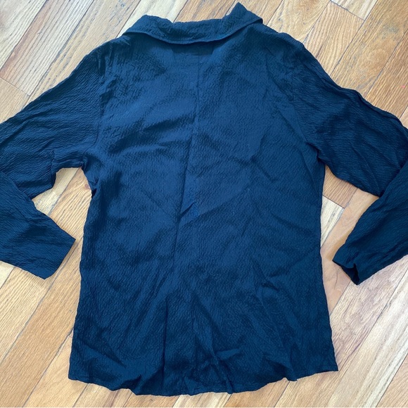 Flax Black Rayon Button Front Blouse Size M - Picture 5 of 5